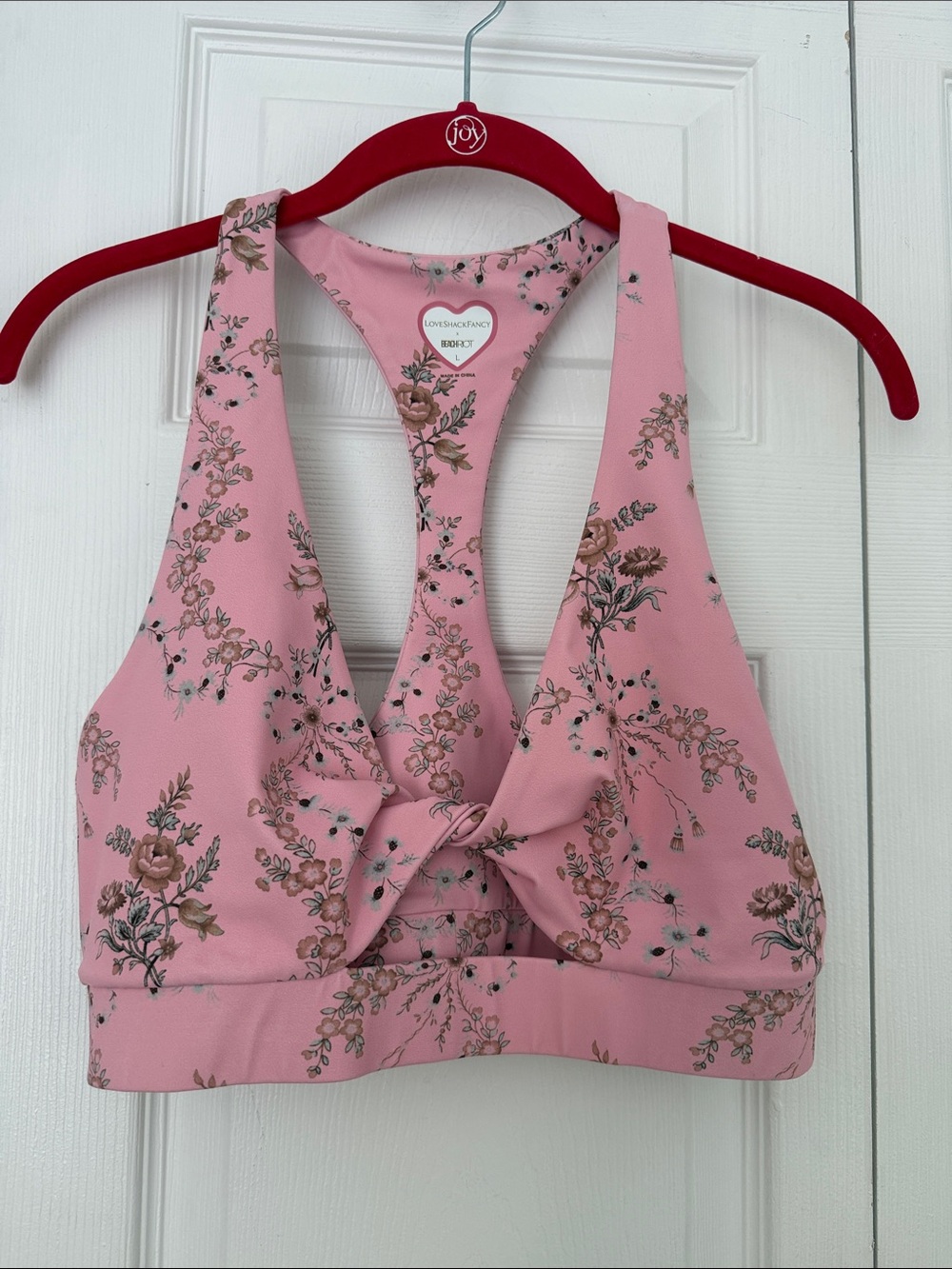 LoveShackFancy x BeachRiot Pink Floral Tie-Front Racerback Top size L